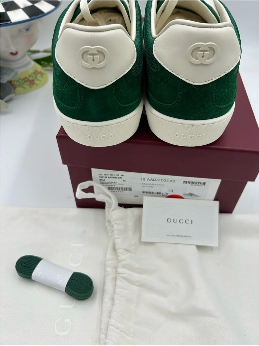 Men’s Gucci interlocking G suede/canvas sneakers size 13 made in Italy